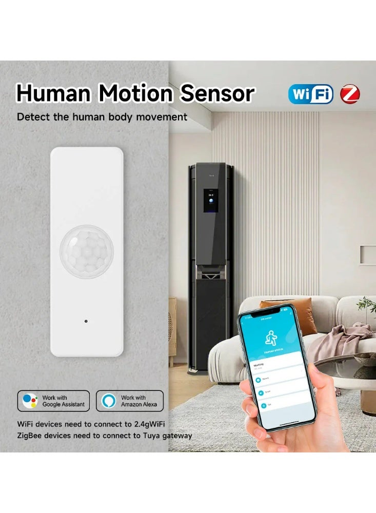 Tuya WiFi PIR Motion Sensor with App Remote Alert, 105° Infrared Human Motion Detection, Smart Home Security Motion Detector Sensor - Image 1